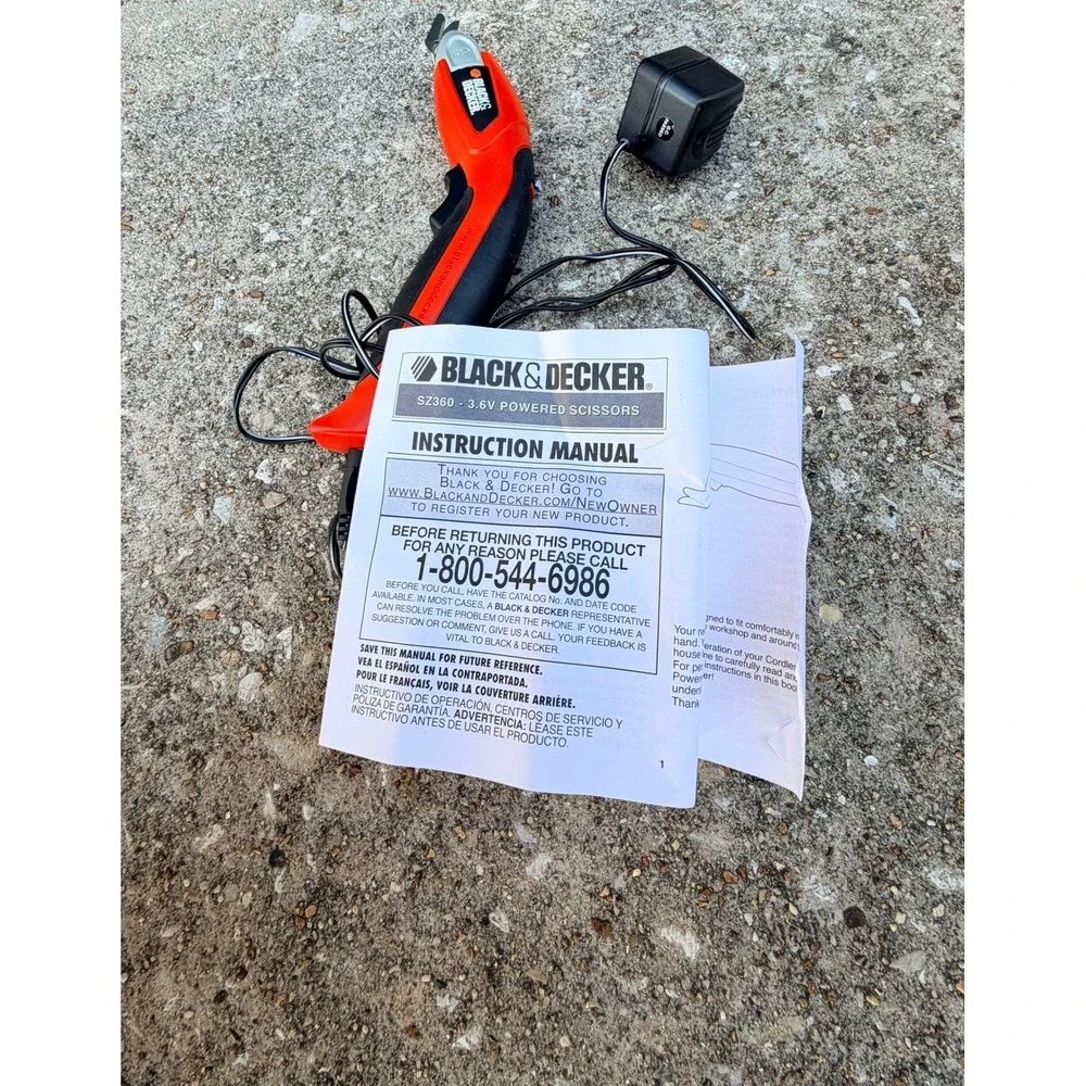 Black & Decker SZ360 3.6V Powered Scissors Cordless Electric Shears with Charger